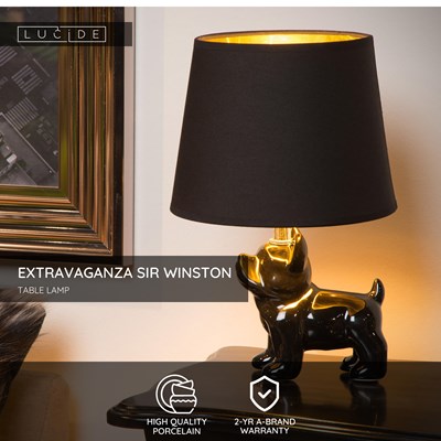 Lucide EXTRAVAGANZA SIR WINSTON - Table lamp - 1xE14 - Black